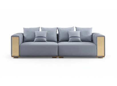Luxury Sofa 4-Seater Upholstered Sofa Blue Textile Seat Design Couch Modern New