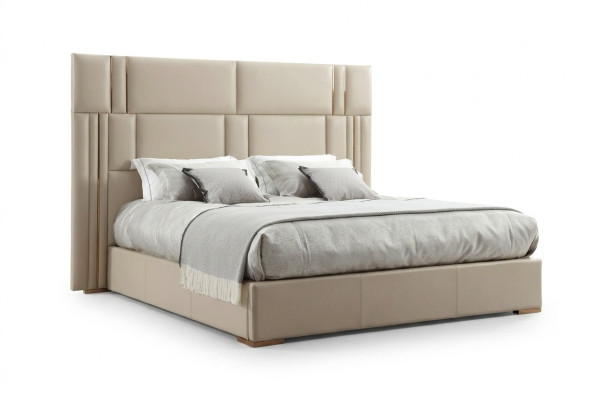 Luxury bedroom bed designer furniture double bed white textile wood new