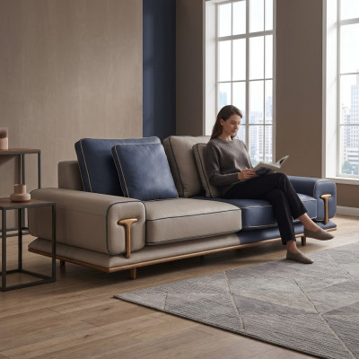Luxury living room sofa 3-seater upholstered sofa textile seat design couch modern