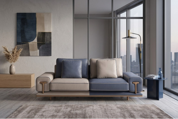 Luxury living room sofa 3-seater upholstered sofa textile seat design couch modern