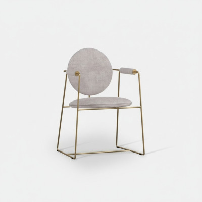 White luxury chair with armrests dining room furniture stainless steel frame style