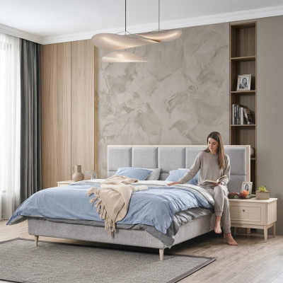 Design bedroom set bed + 2x nightstands luxury double marriage bed