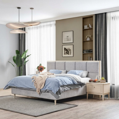 Design bedroom set bed + 2x nightstands luxury double marriage bed