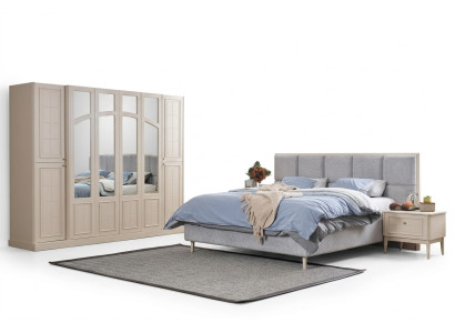 Bedroom set luxury complete bed 2x nightstand wardrobe modern 4-piece set