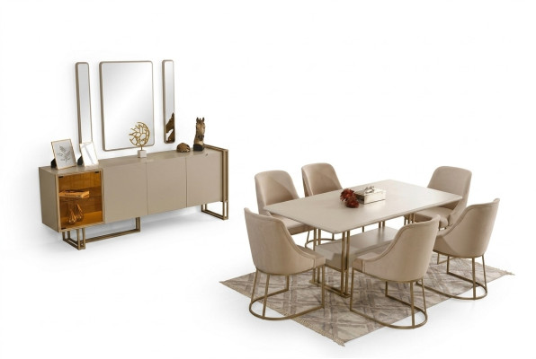 Luxurious Dining Room Set Dining Table + 6x Chairs + Sideboard + 3x Mirrors 11-piece set