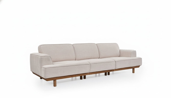 White upholstered sofa living room 4-seater luxurious couch designer furniture