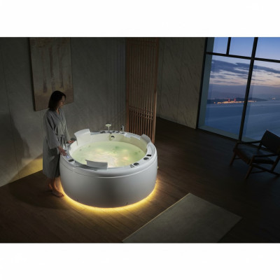 Luxury whirlpool bathtub round tub light waterfall LED lighting 