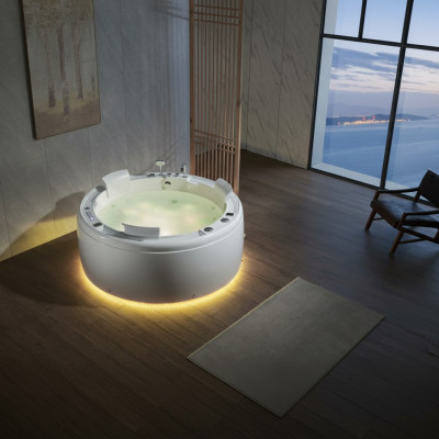 Luxury whirlpool bathtub round tub light waterfall LED lighting 