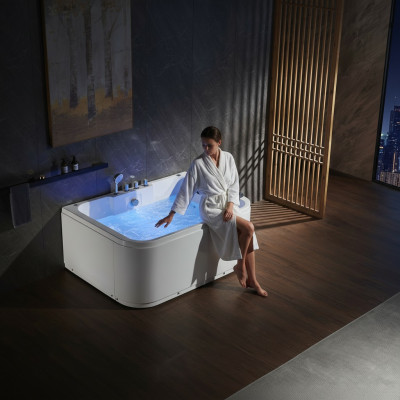 Whirlpool Massage Jets Bathtub Double Tub Corner Bathtub Tub for 2 Persons