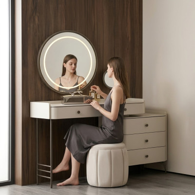 Elegant white cosmetic table for the bedroom
