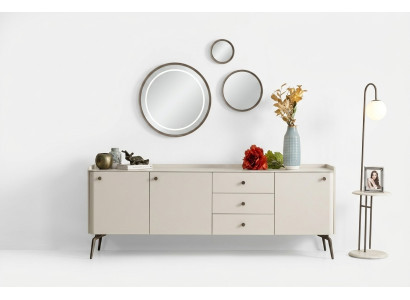 Luxury white shaped dining buffet, elegant buffet