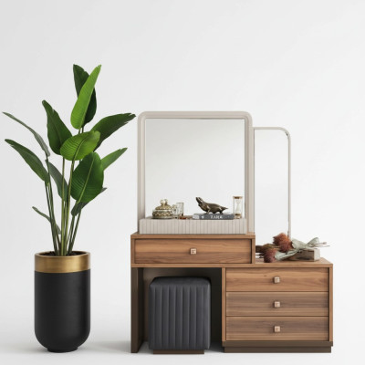 Brown Vanity Table Luxurious Wood Dressing Table Modern Makeup Table