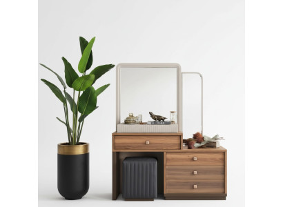 Brown Vanity Table Luxurious Wood Dressing Table Modern Makeup Table