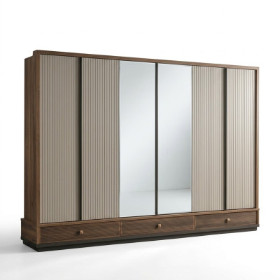 Beige bedroom wardrobe designer wooden cabinet noble furniture new