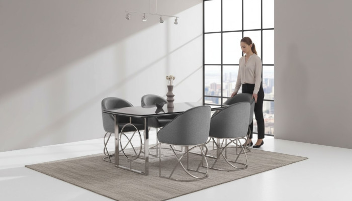 Modern dining room furniture luxury dining table + 6x chairs table chairs