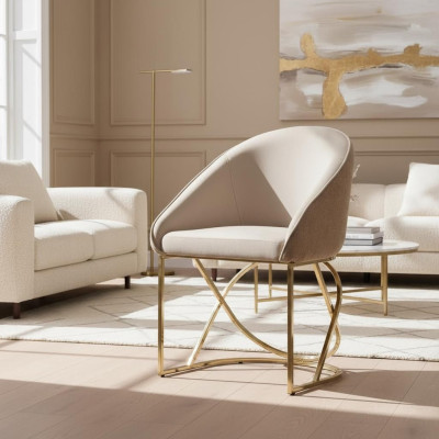 Luxury dining room chair 6x Chairs textile design metal contemporary chair furniture