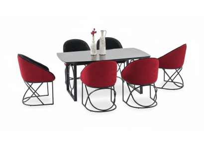 Complete set dining table 6x chairs dining room set dining group table tables 7-piece