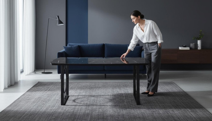 Luxury dining tables, metal dining table, modern furniture, black stainless steel