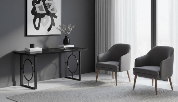 Luxury dining tables, metal dining table, modern furniture, black stainless steel