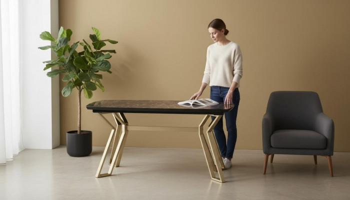 Luxury dining table, dining room table, gold metal tables, dining tables, furniture
