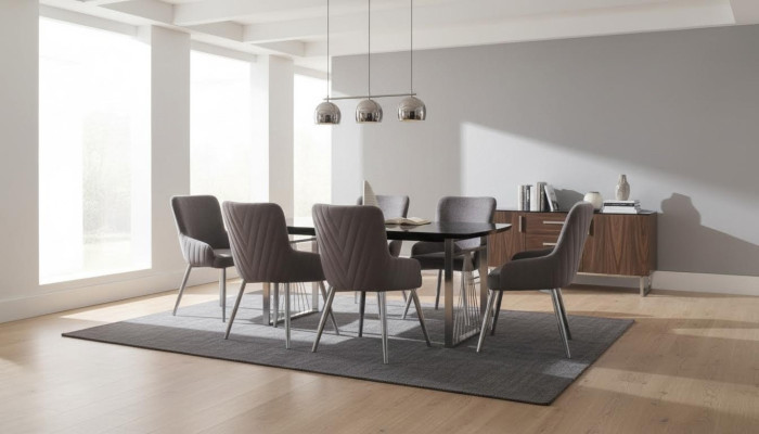 Modern 6x Chairs Upholstered Chair Luxury Armchair Beige Chair Dining Room Chair