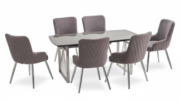 Modern 6x Chairs Upholstered Chair Luxury Armchair Beige Chair Dining Room Chair