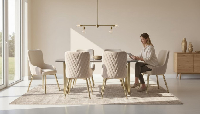 Modern design brown dining chairs 6x without armrest luxury furniture