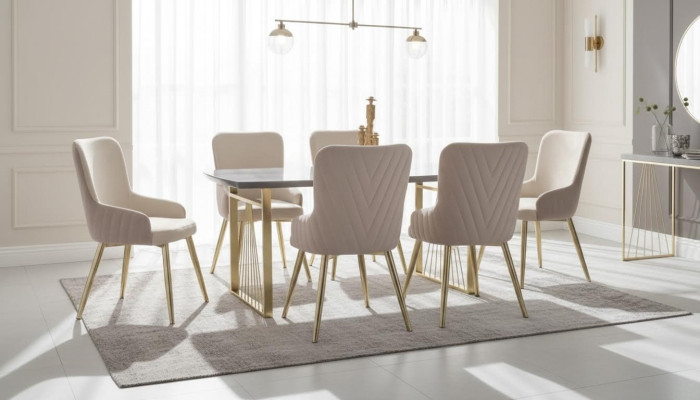 Modern design brown dining chairs 6x without armrest luxury furniture