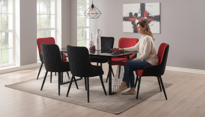 Dining table + 6x chairs dining set dining room set seating ensemble seating group new