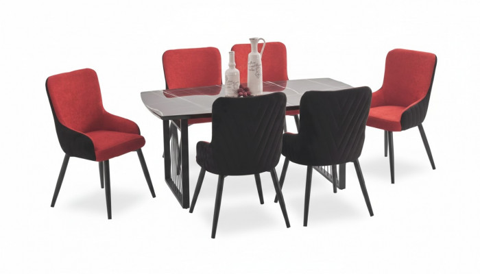 Dining table + 6x chairs dining set dining room set seating ensemble seating group new
