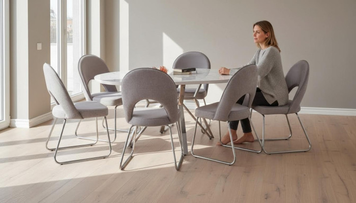 Luxury Dining Room Set Dining Table with 6x Chairs New Complete Modern Furniture 7 pieces.