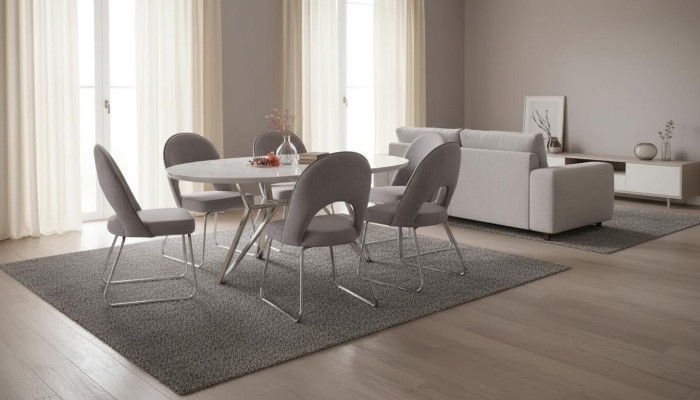 Luxury Dining Room Set Dining Table with 6x Chairs New Complete Modern Furniture 7 pieces.