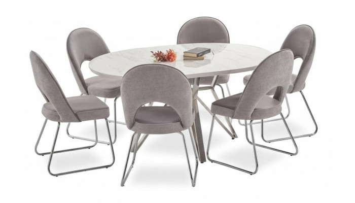 Luxury Dining Room Set Dining Table with 6x Chairs New Complete Modern Furniture 7 pieces.