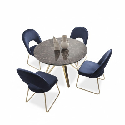 Luxury dining room set dining table 4x chairs textile dining ensemble modern suite new
