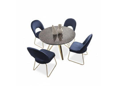 Luxury dining room set dining table 4x chairs textile dining ensemble modern suite new