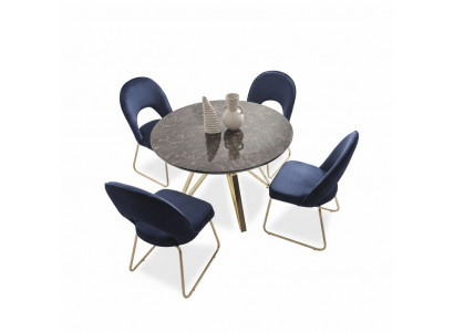Luxury dining room set dining table 4x chairs textile dining ensemble modern suite new