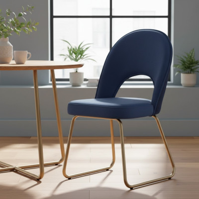 Dining room blue 6x chairs wood luxury armchairs living room furniture 6 pieces. New