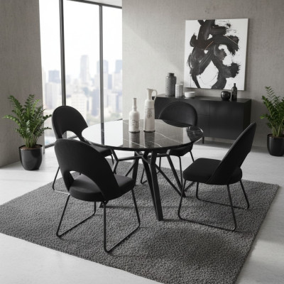 Luxury dining room set dining table 4x chairs chair textile dining group set new