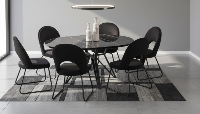 Dining room furniture set, dining table, 6 chairs, complete set, luxury 7-piece set.