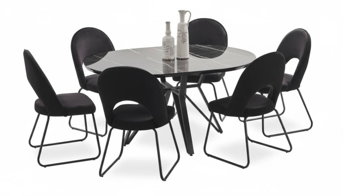 Dining room furniture set, dining table, 6 chairs, complete set, luxury 7-piece set.