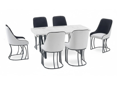 Dining room set ensemble table 6x chairs design modern furniture luxury dining table new
