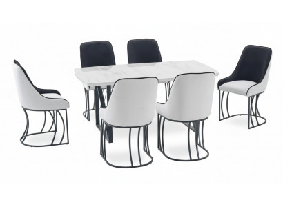 Dining room set ensemble table 6x chairs design modern furniture luxury dining table new