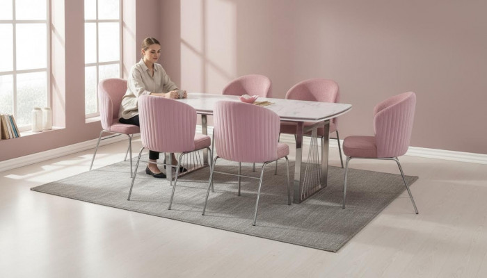 Dining set dining table 6x chairs modern table luxury furniture dining room 7-piece