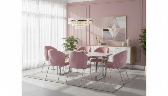 Dining set dining table 6x chairs modern table luxury furniture dining room 7-piece