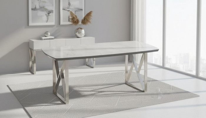 Luxury tables dining room table metal dining room table modern furniture stainless steel