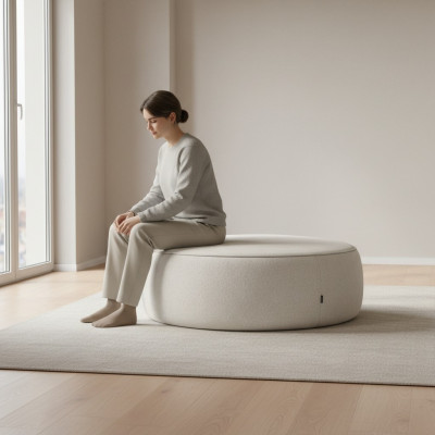 White luxury upholstered stool round stool seating furniture designer stylish furniture