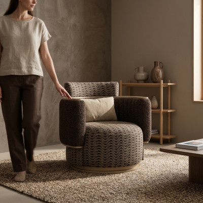 Luxury Upholstered Seat Design Brown Armchair Upholstered Furniture Living Room Decoration