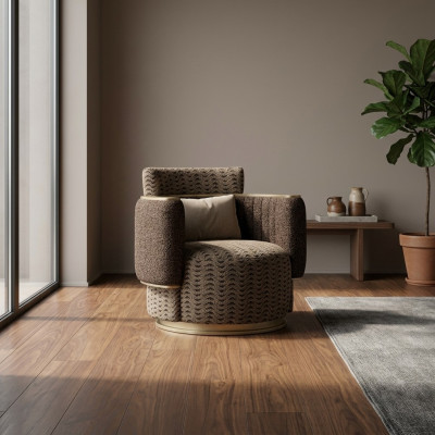 Luxury Upholstered Seat Design Brown Armchair Upholstered Furniture Living Room Decoration