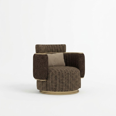 Luxury Upholstered Seat Design Brown Armchair Upholstered Furniture Living Room Decoration