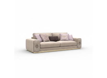 Beige three-seater sofa couch living room upholstered furniture furnishing new furniture
